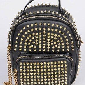 STUDDED BLACK  MINI CONVERTIBLE BACKPACK